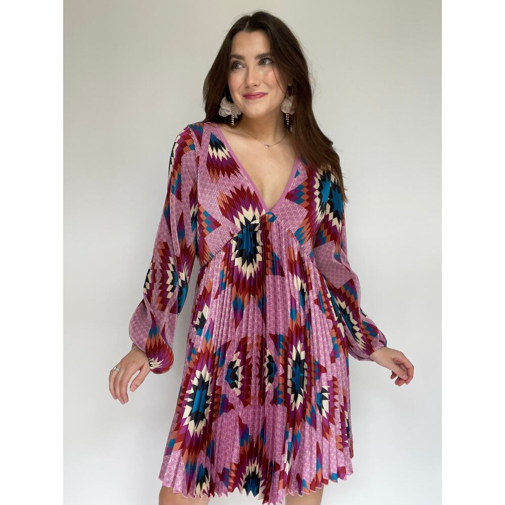 Vibrant Pink Patterned Mini Dress